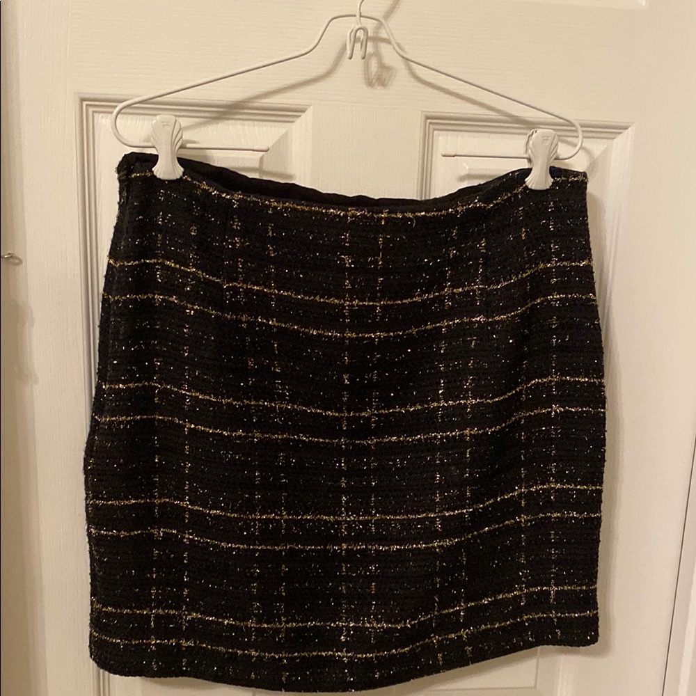 Express Elegant Black and Gold Tweed Skirt
